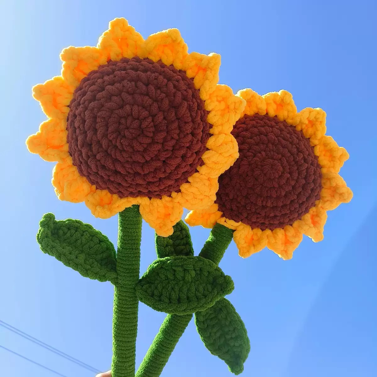 一举夺魁向日葵冰条制作工艺品  家居装饰摆设 创意礼品艺术品毕业礼物针织迷你毛线花束仿真泡芙小香风生日礼物幼儿园毕业花束