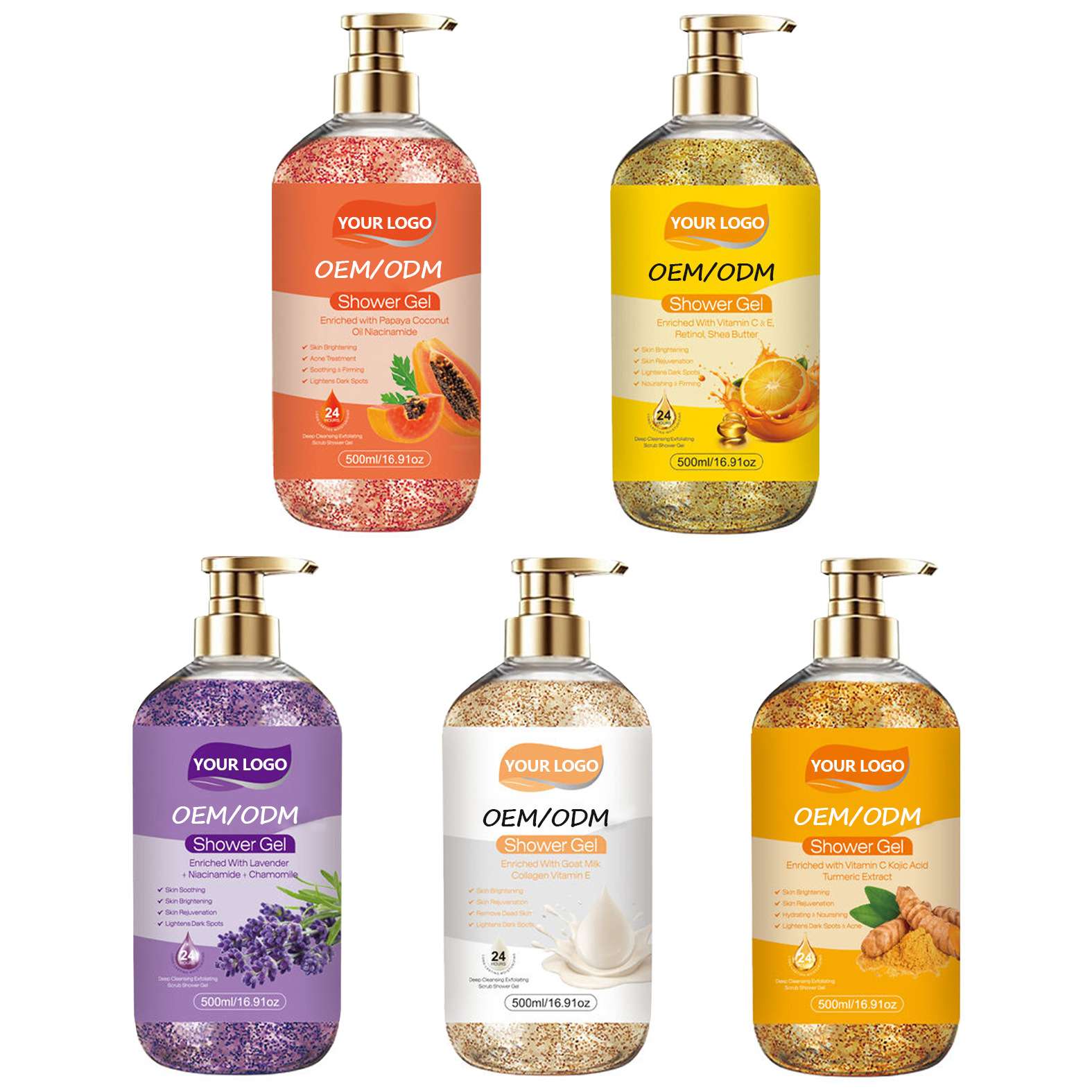 跨境沐浴露定制Shower Gel oem水果花瓣持久留香沐浴露沐浴液代工产品图