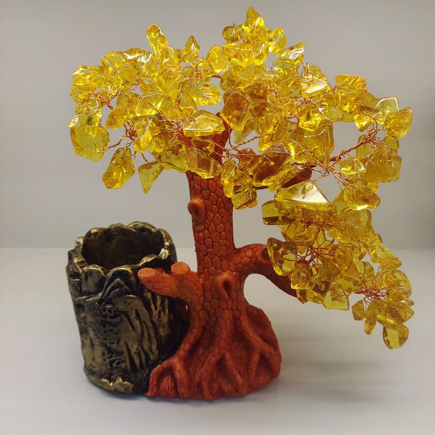 水晶发财树工艺品摆件办公室笔筒摆件装饰工艺品产品图