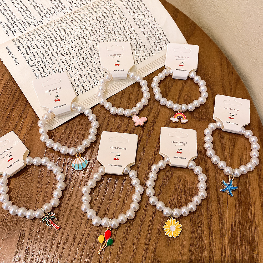 品牌YOZO手链分类型号文创手链A-11卡通儿童珍珠手链女公主手串海洋风合金手环学生首饰跨YOZO手链分类型号文创手链美