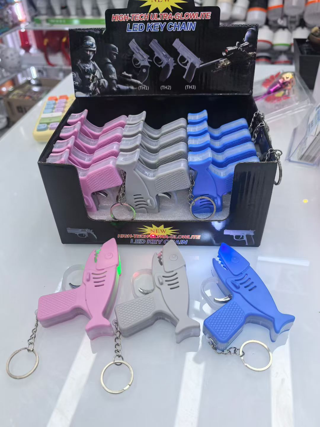 鲨鱼闪光枪，功能激光灯，，LED手电筒，闪光灯，外表彩色详情图3