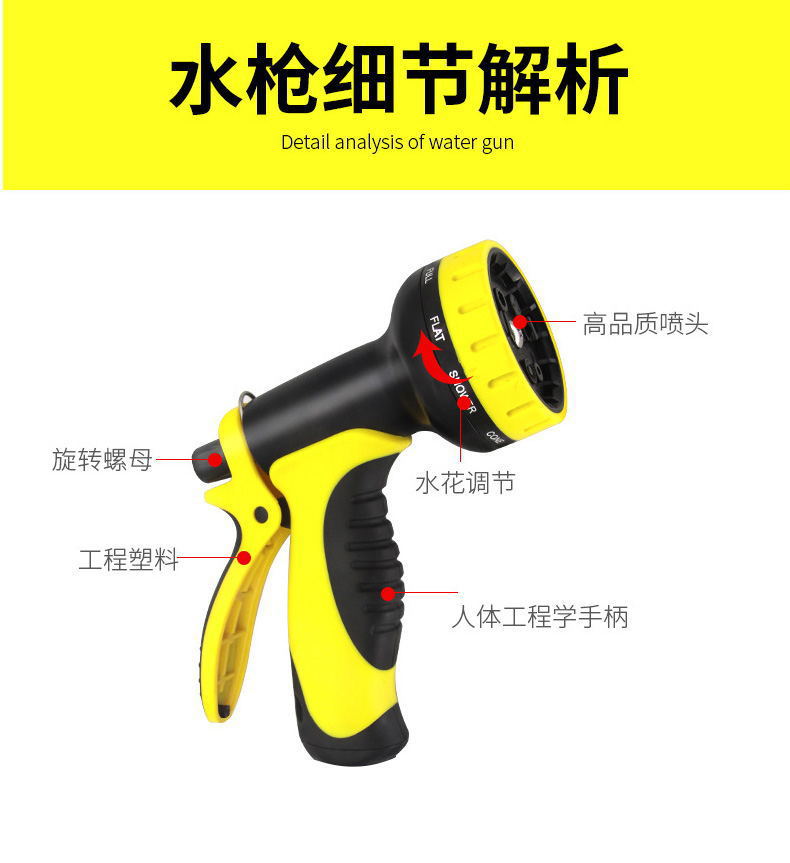 跨境专供美标花园伸缩水管防冻防晒TPE软管高压洗车水管套装详情3