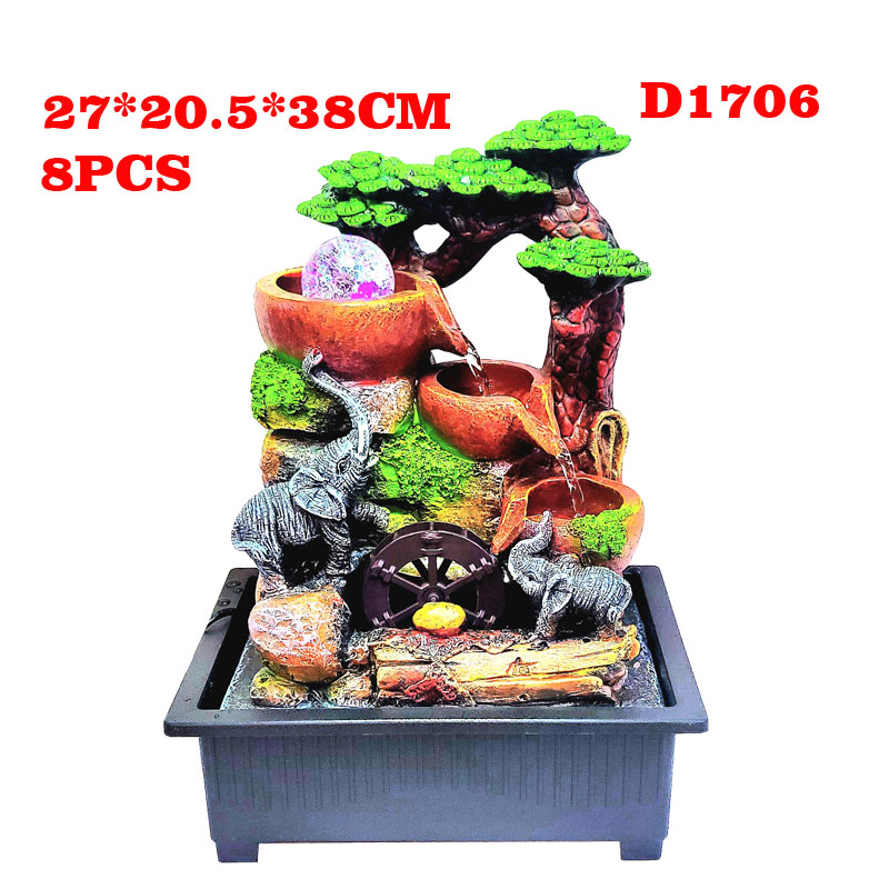 D1706假山工艺品流水喷泉树脂摆件创意树脂工艺家居装饰品