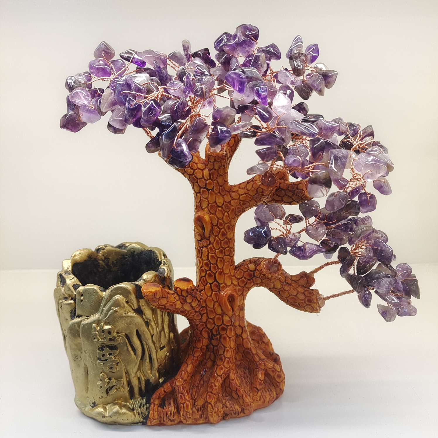 水晶发财树工艺品摆件办公室笔筒摆件装饰工艺品