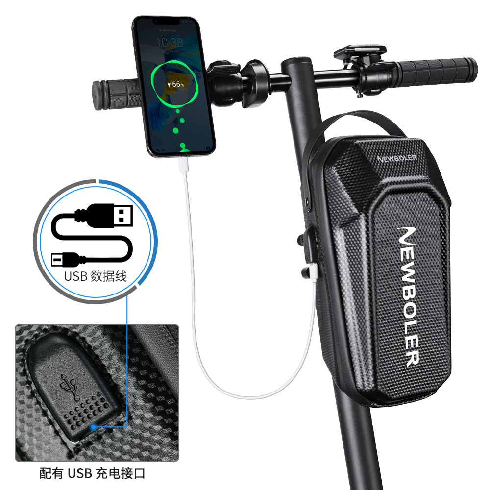Electric scooter bag, anti-theft combination lock, EVA hard shell waterproof front bag, folding balance handlebar hanging bag pic 5