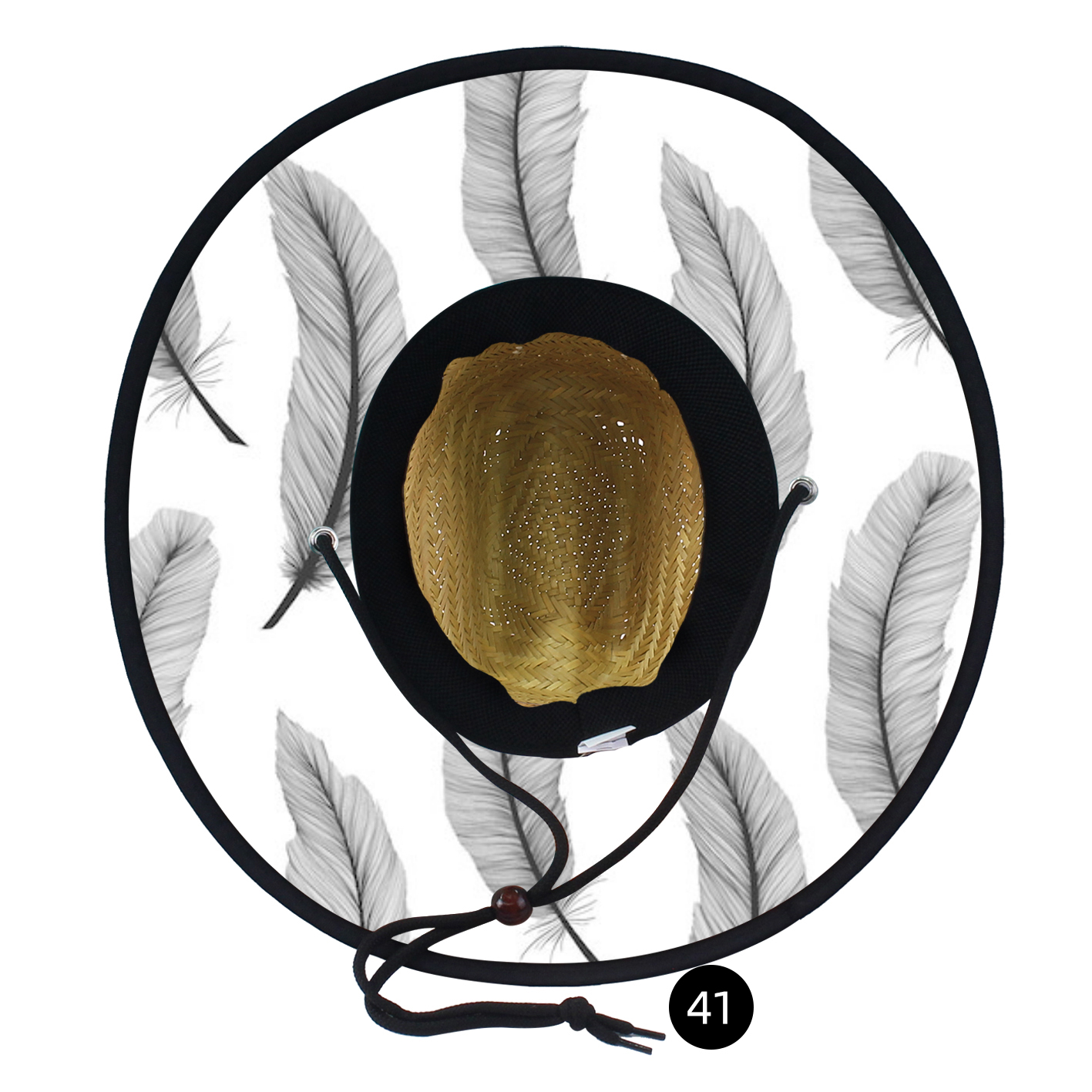 Custom-made beach lifeguard style straw hat, custom-made Logo vacation style sun protection straw hat, hand-woven natural grass adult straw hat Item Picture