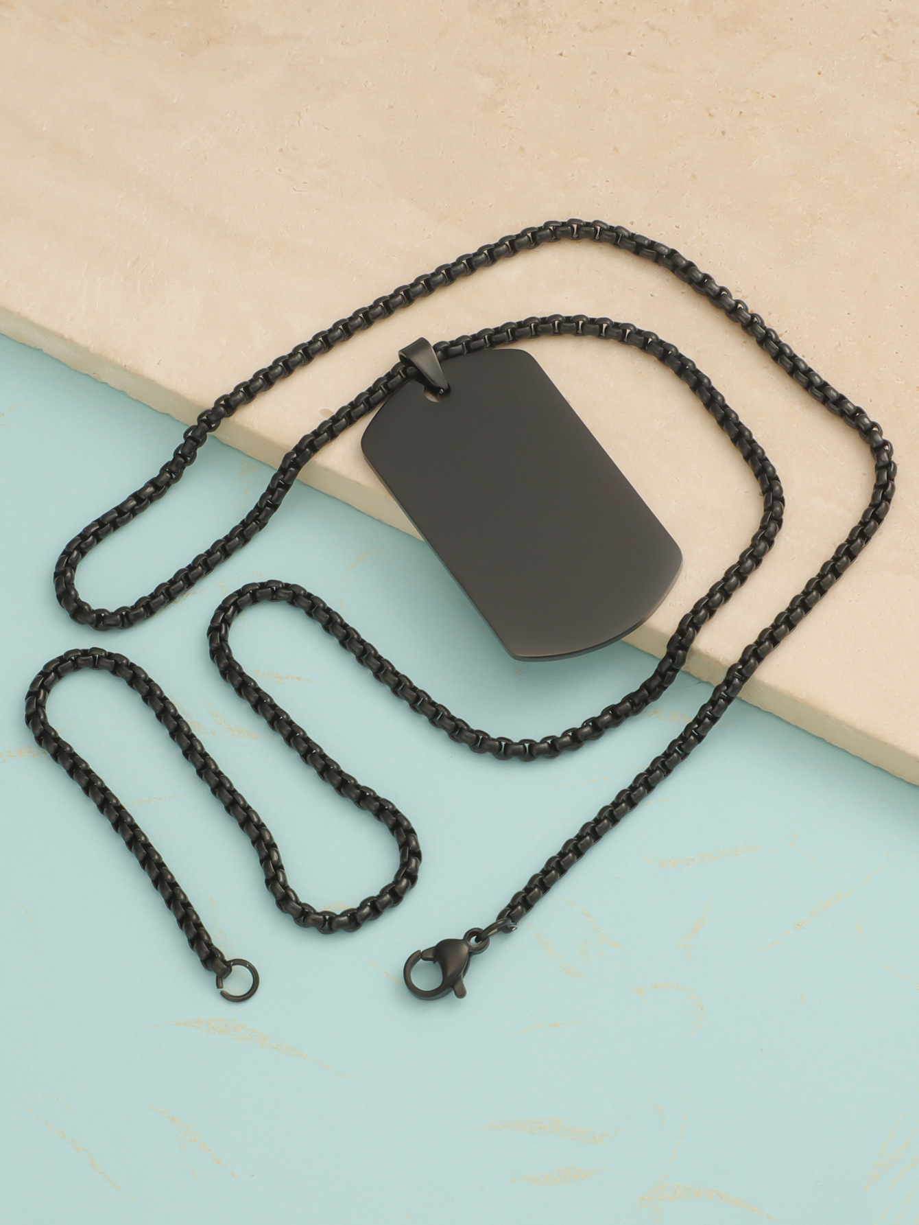 Cross-border wholesale titanium steel, niche and trendy men's hip-hop military brand light plate, laser-engraved identity tag pendant necklace Item Picture
