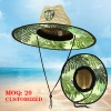 Custom-made beach lifeguard style straw hat, custom-made Logo, vacation-style sun protection straw hat, hand-woven natural grass Specification image