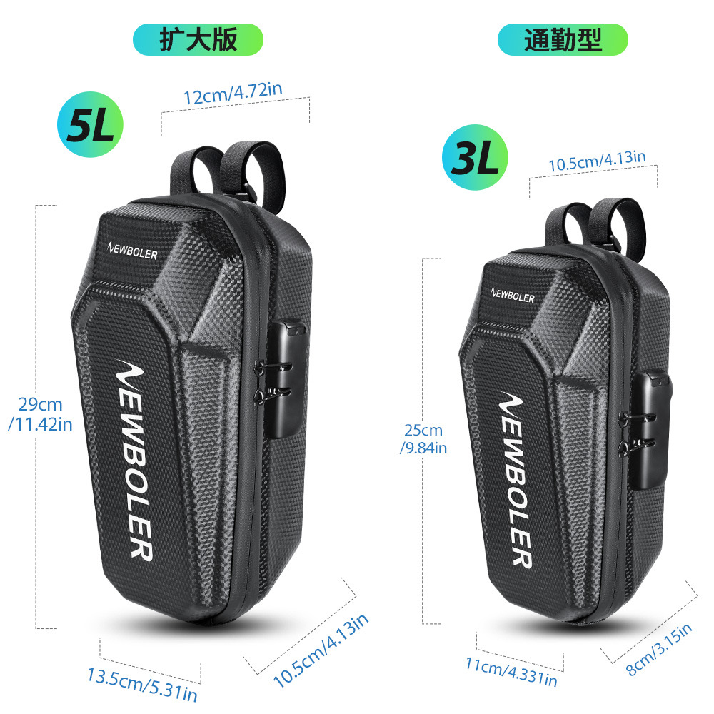 Electric scooter bag, anti-theft combination lock, EVA hard shell waterproof front bag, folding balance handlebar hanging bag pic 8
