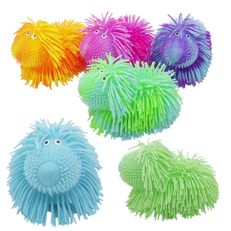 跨境新品卡通玩具发光密毛狗大号儿童玩具发泄毛毛球电子闪光出口