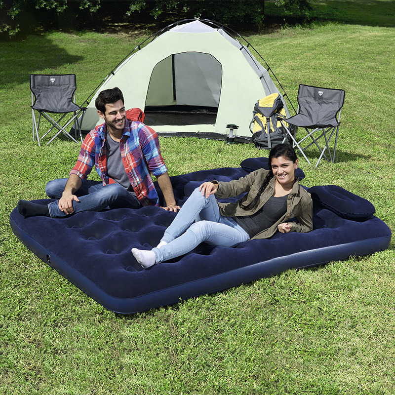 新款可收纳便携式植绒充气床野营户外充气床垫高端彩盒礼盒包装工厂直销懒人野外充气床