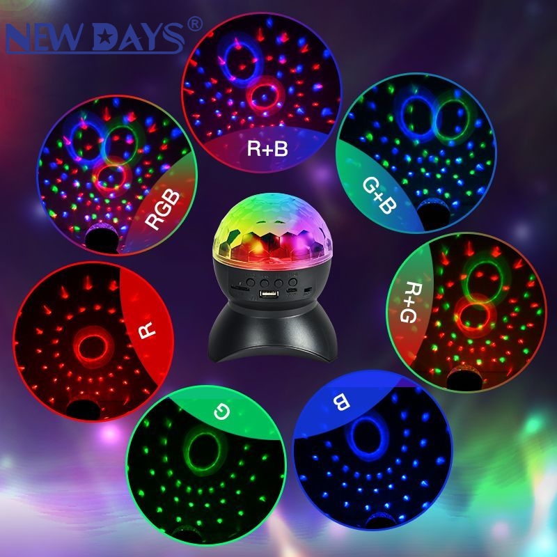 NEWDAYS brand cross-border new starry sky lights, Bluetooth rotating stage crystal lights, projection lights, moon lights, RGB seven-color cool lights, home atmosphere lights Specification image