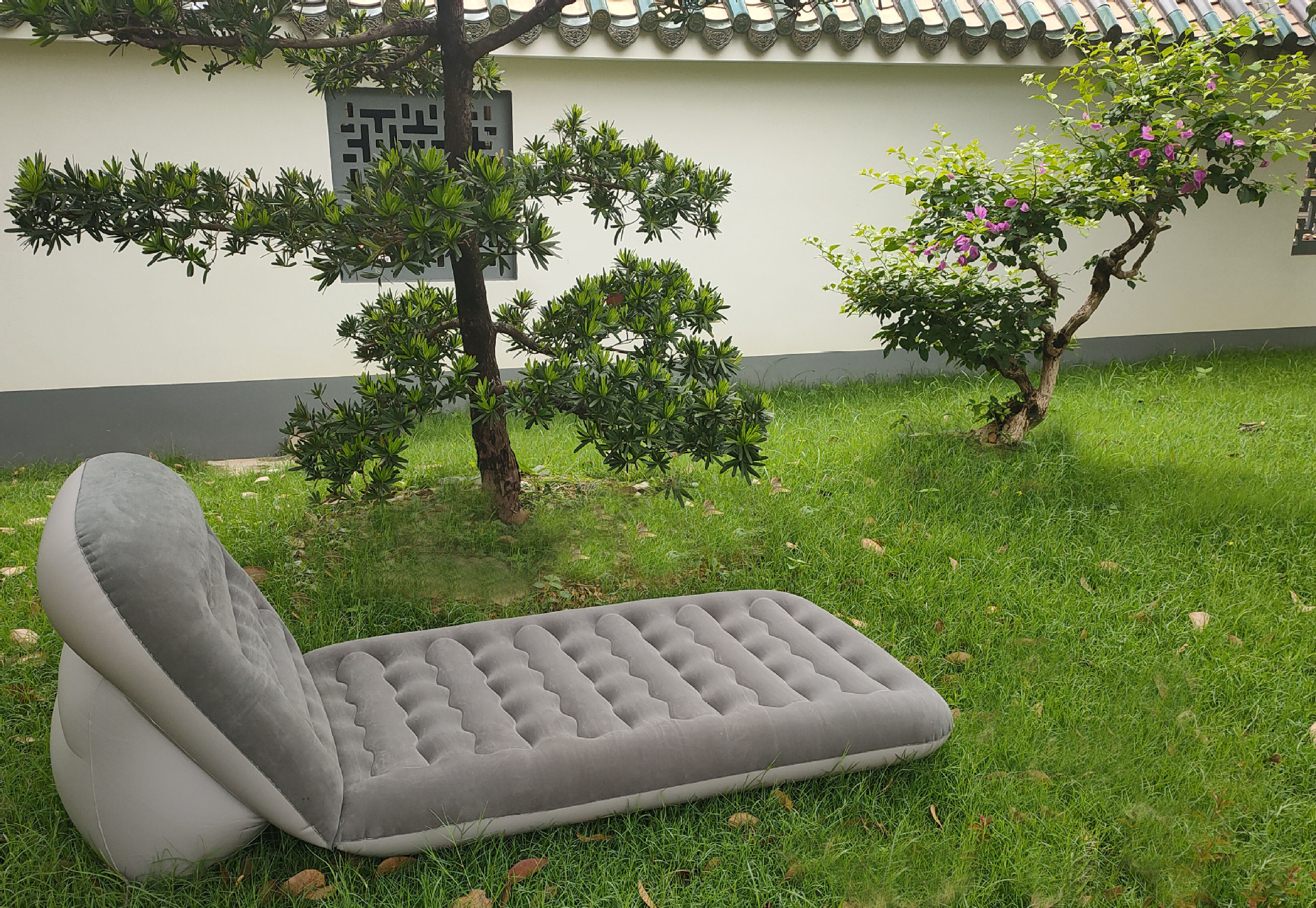 工厂直销现货户外旅行便携式空气床植绒充气靠背床垫野营露营气垫床彩盒包装产品图