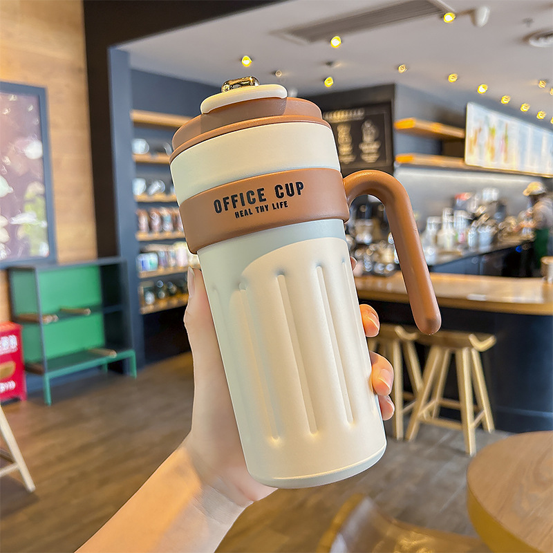 Smart coffee cup, large-capacity ice cube cup, high appearance level straw water cup, heat and cold preservation cup with digital display, 650ML Specification image