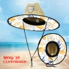 Custom-made beach lifeguard style straw hat, custom-made Logo, vacation-style sun protection straw hat, hand-woven natural grass details Picture