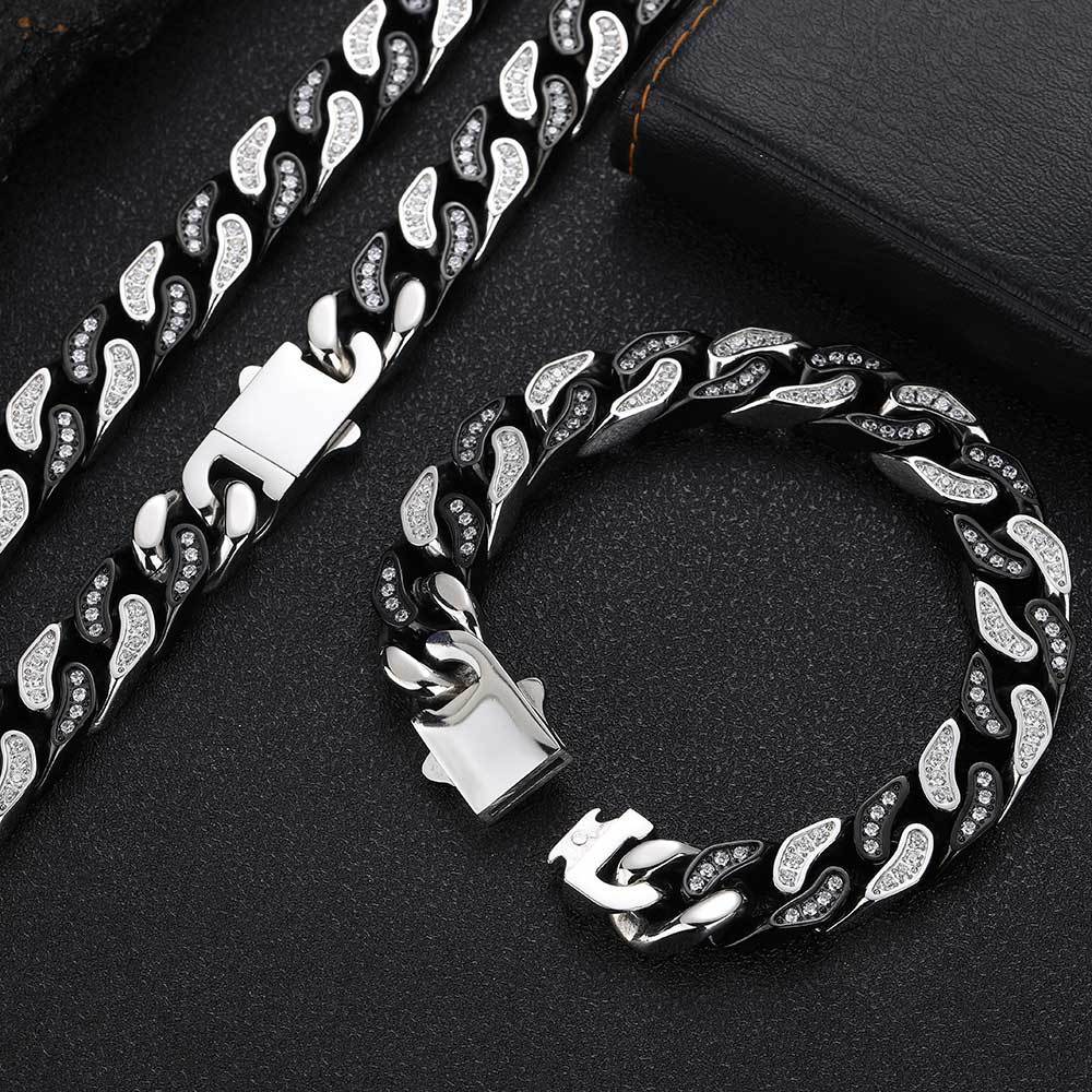 跨境不锈钢古巴链锆石手链男士简约手饰潮流百搭饰品配饰品礼物详情图7