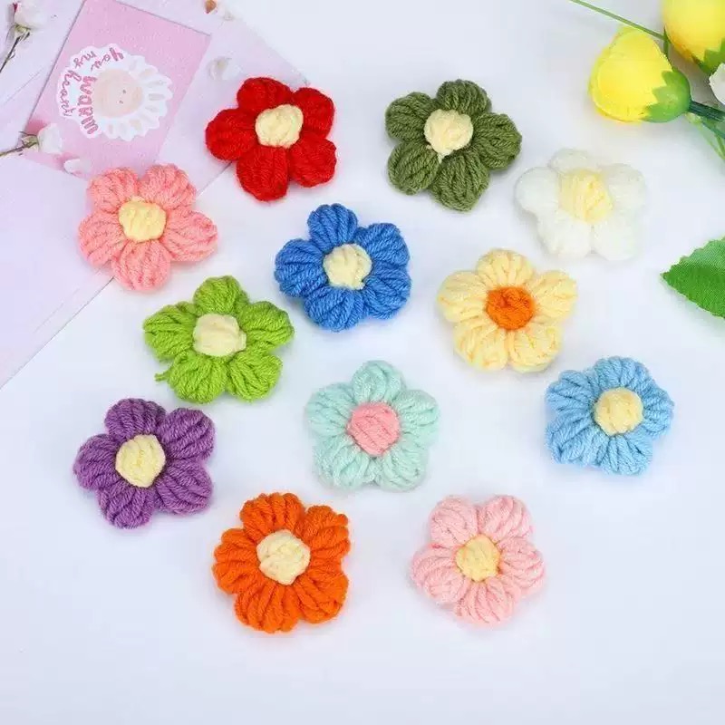 Here's a little red special handmade handicraft, home decoration and arrangement, creative gift, art piece, graduation gift, knitted mini woolen bouquet, simulated cream puff, little chanese-style birthday gift, kindergarten graduation bouquet for you Specification image