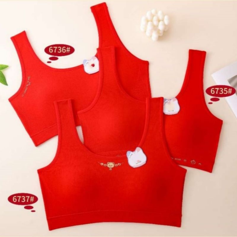 New red fixed-cup children's underwear and bra for girls in their zodiac year during their growth period, junior high school and primary school students Specification drawing