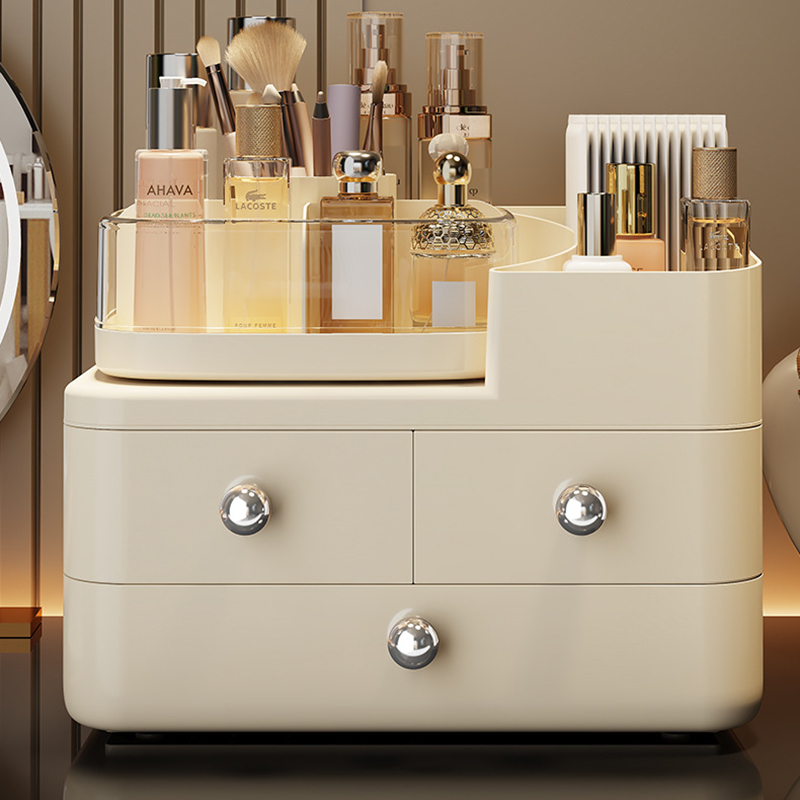 Cosmetics storage box, drawer-style desktop, rotating pen holder desktop, high-end storage rack, lipstick and facial mask organizing box Item Picture