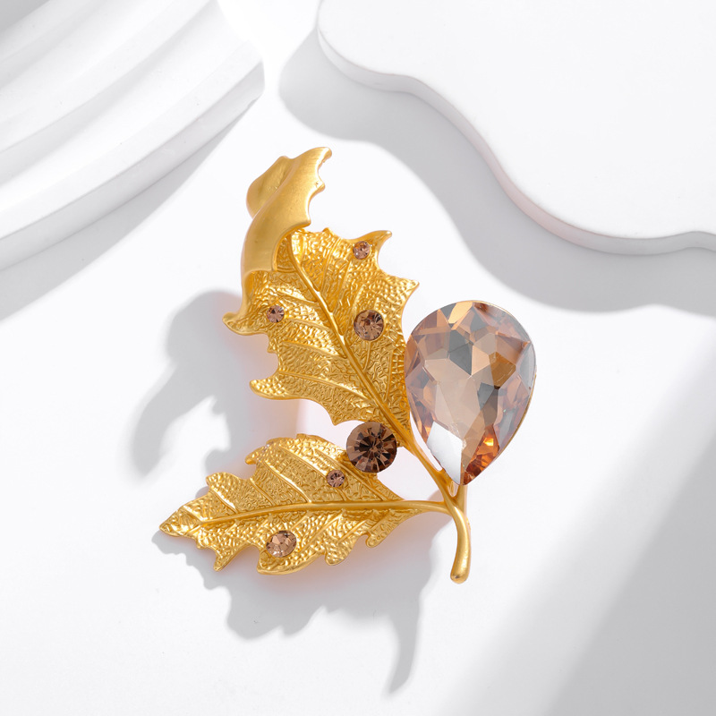 跨境热销合金中古珐琅花朵胸针经典百搭女士礼服开衫胸针细节图