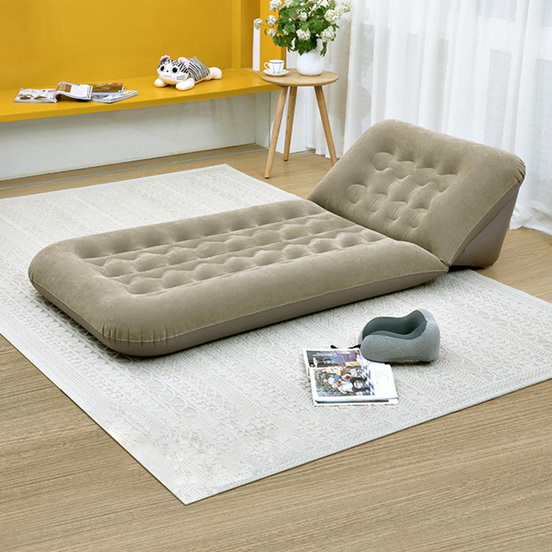 工厂直销现货户外旅行便携式空气床植绒充气靠背床垫野营露营气垫床彩盒包装