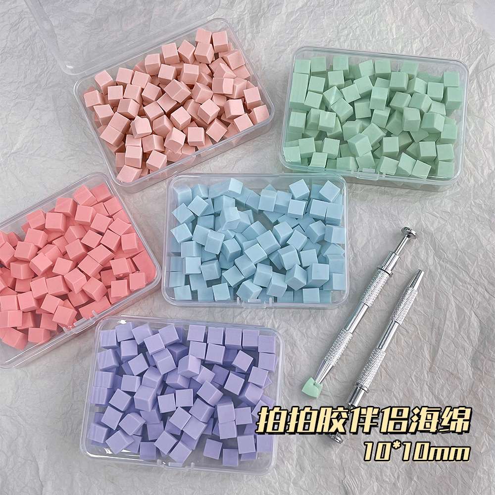 Nail art tools: patting glue, sponge, gripper, mini high-density tofu block, multi-color available nail art tool set detail image 4