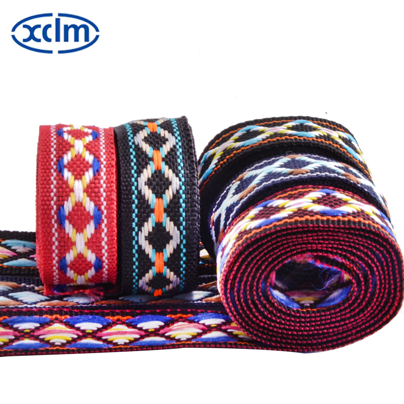 1.4cm ethnic webbing accessories, jacquard ribbon, polyester decorative narrow strips, colored jacquard webbing strips, edge wrapping fabric strips
