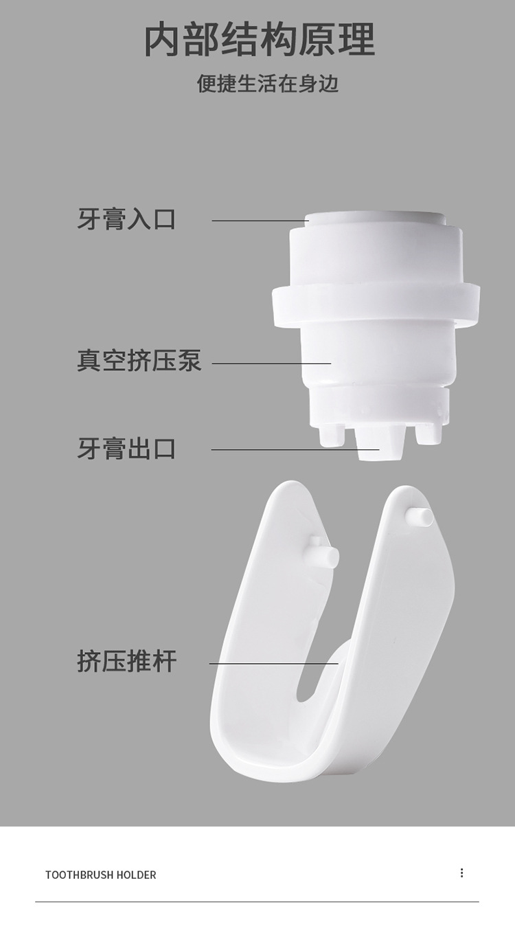 蜗牛牙刷架自动挤牙膏神器壁挂式免打孔儿童牙刷挂置物跨境热销详情7