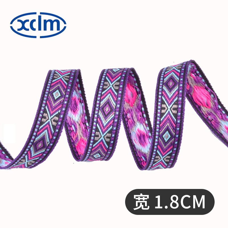 1.8cm ethnic webbing accessories, ethnic style polyester decorative materials, colored jacquard ribbons, edge wrapping fabric strips pic 2