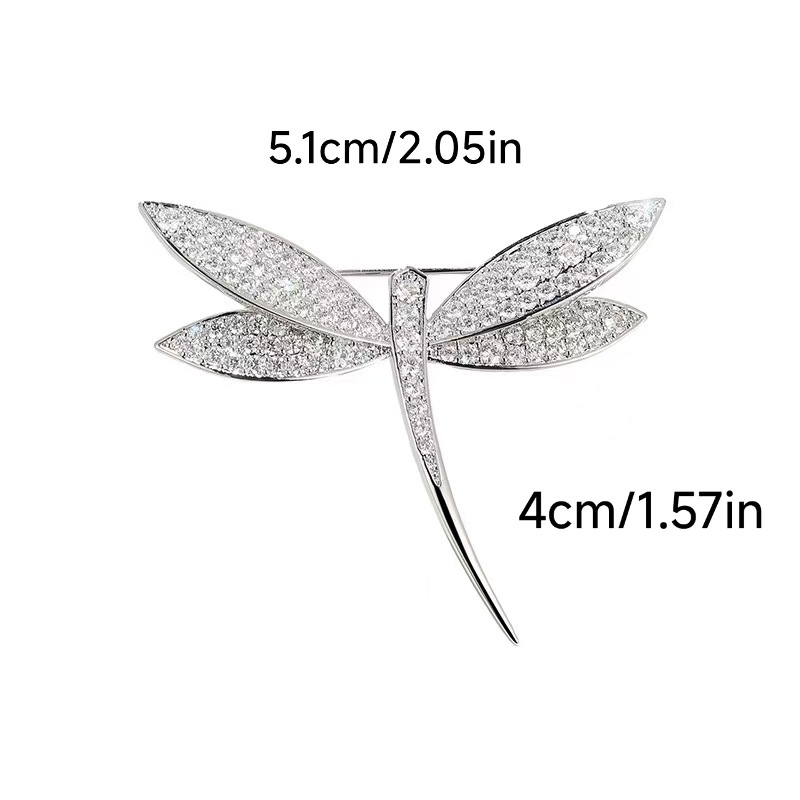 Full diamond dragonfly brooch for women, elegant and cute brooch, anti-exposure collar pin, cardigan suit corsage detail image 3