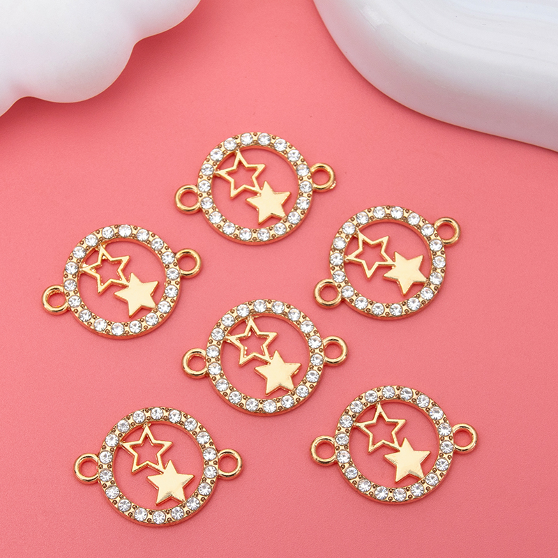 Wholesale of new diy creative accessories, double-hanging hollowed-out star-studded necklaces, bracelets, pendants and small pendants details Picture