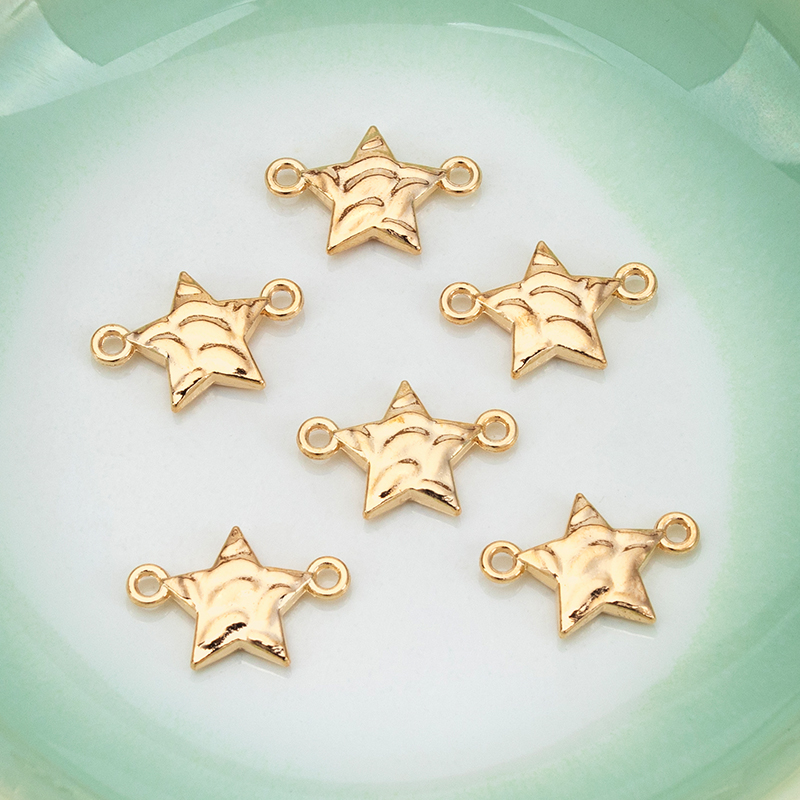 Wholesale of new creative jewelry diy accessories, double-hanging five-pointed star electroplated alloy necklaces, bracelets, pendants and small pendants