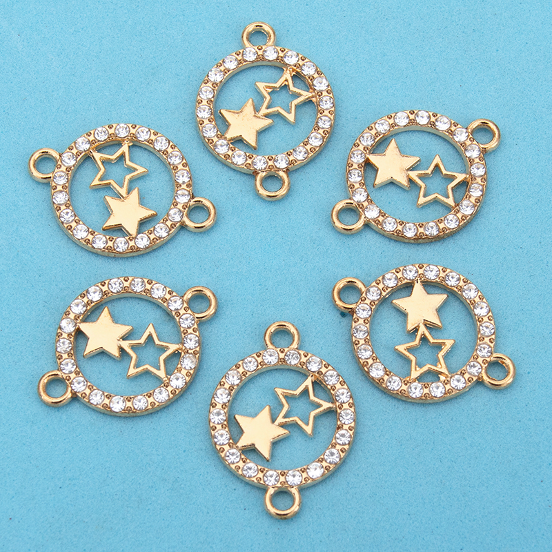 Wholesale of new diy creative accessories, double-hanging hollowed-out star-studded necklaces, bracelets, pendants and small pendants Specification image