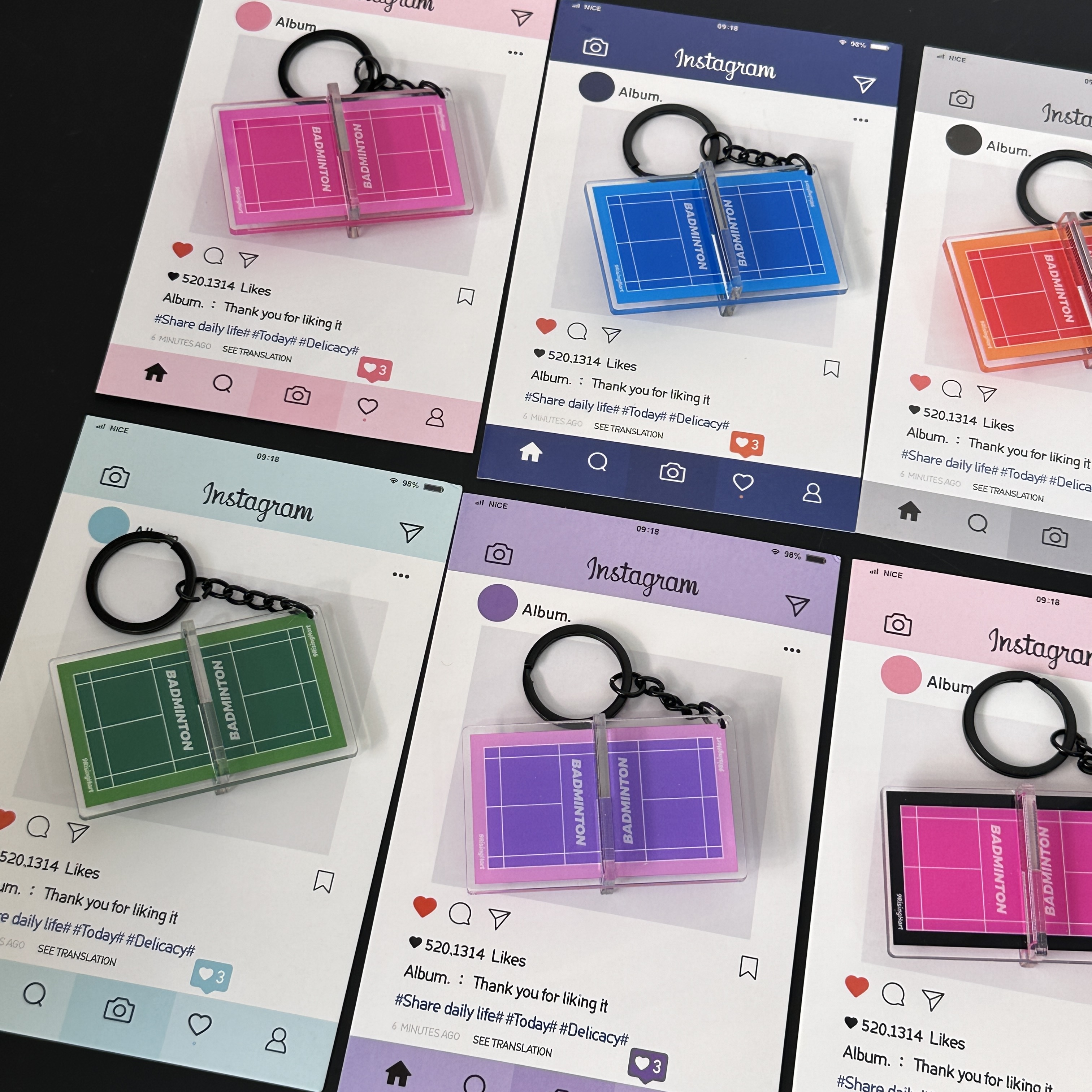 新款跨境立体羽毛球场文创礼品挂饰钥匙扣亚克力包包挂件运动饰品详情6