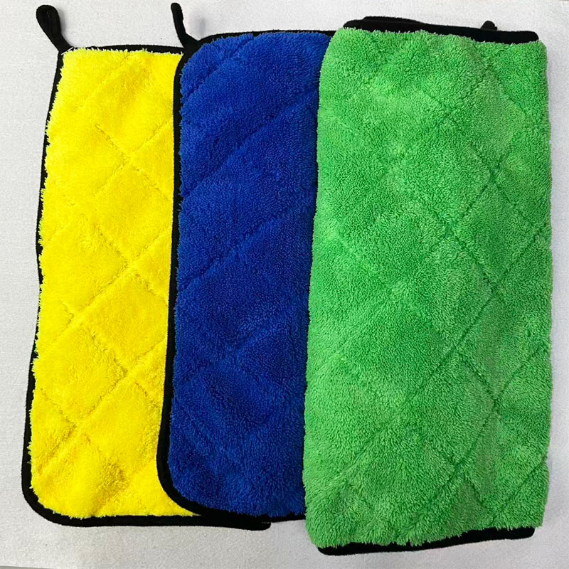 工厂直销新款菱形格子珊瑚绒擦车巾 加厚柔软擦车毛巾汽车美容清洁强力吸水不掉毛不留水渍 大小尺寸适用于洗车家居洗护宠物洗澡