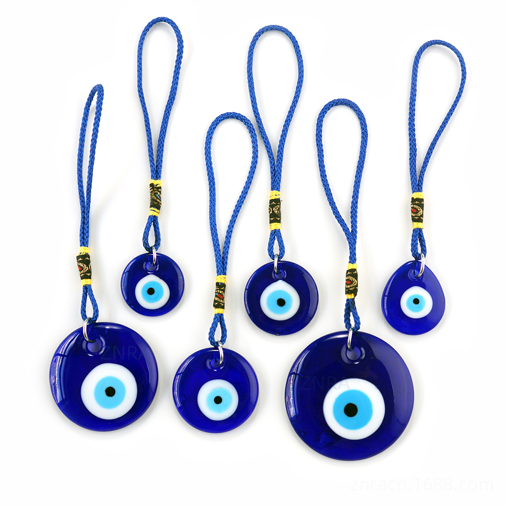 Turkish glass blue eye pendant, Devil's Eye hanging ring, blue rope with rope, Devil's Eye craft decoration ZNRA
