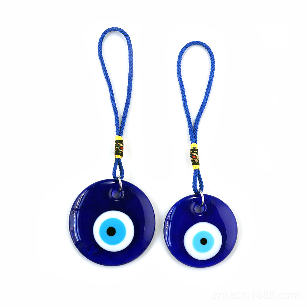 Turkish glass blue eye pendant, Devil's Eye hanging ring, blue rope with rope, Devil's Eye craft decoration ZNRA Specification image