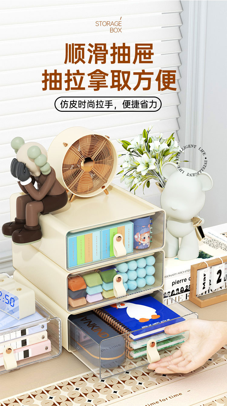收纳盒抽屉款多层学生桌面整理盒大容量创意文具多功能办公室详情3