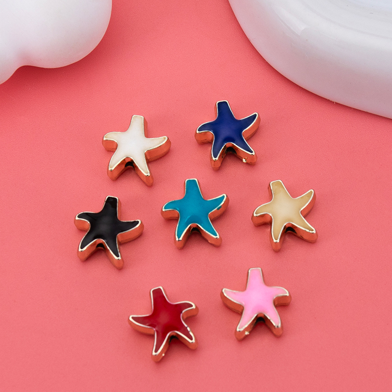 Wholesale of new 14K gold perforated star-dripping oil necklaces, bracelets, pendants and small pendants for diy creative accessories details Picture