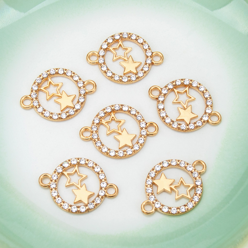 Wholesale of new diy creative accessories, double-hanging hollowed-out star-studded necklaces, bracelets, pendants and small pendants