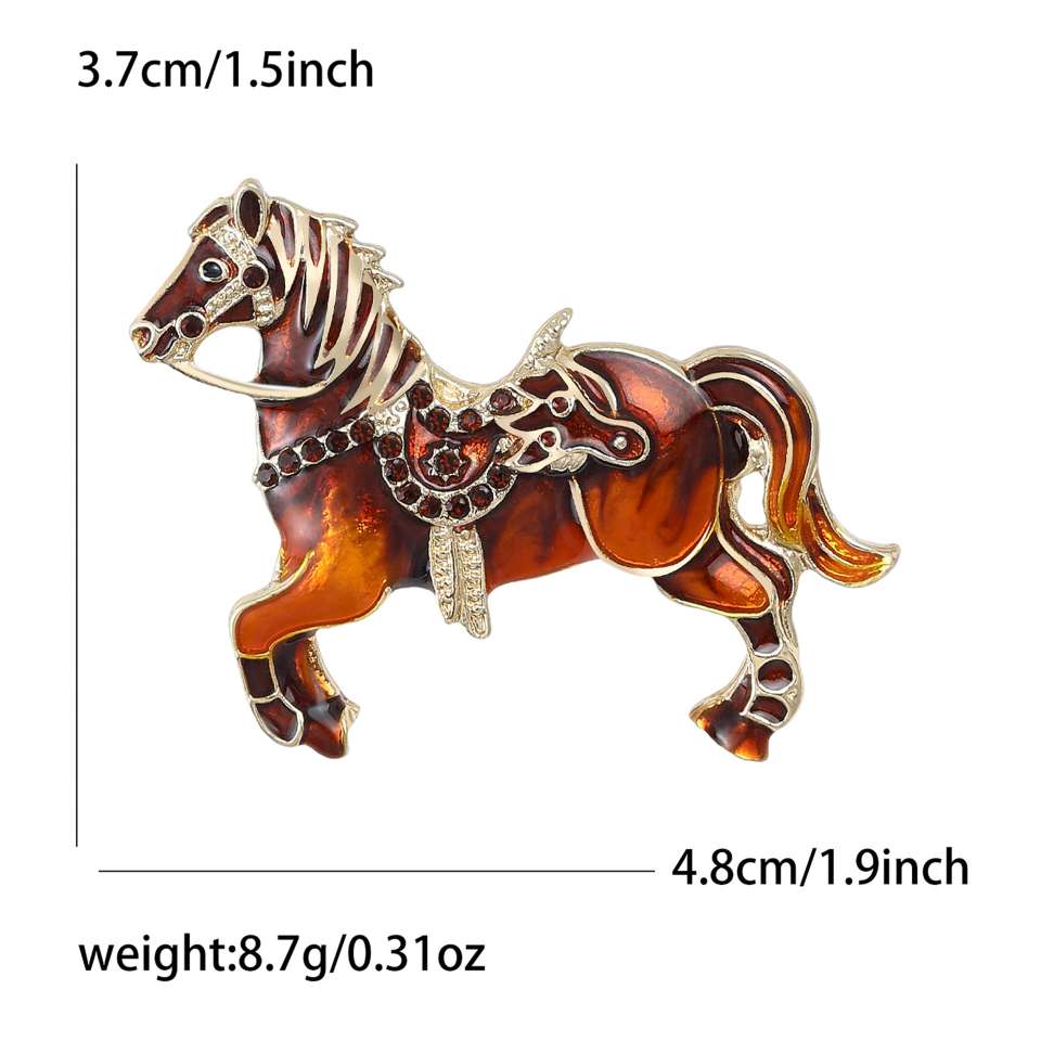 New European and American creative and personalized alloy fashionable horse brooch, exquisite suit coat, corsage accessory pin, versatile Specification image