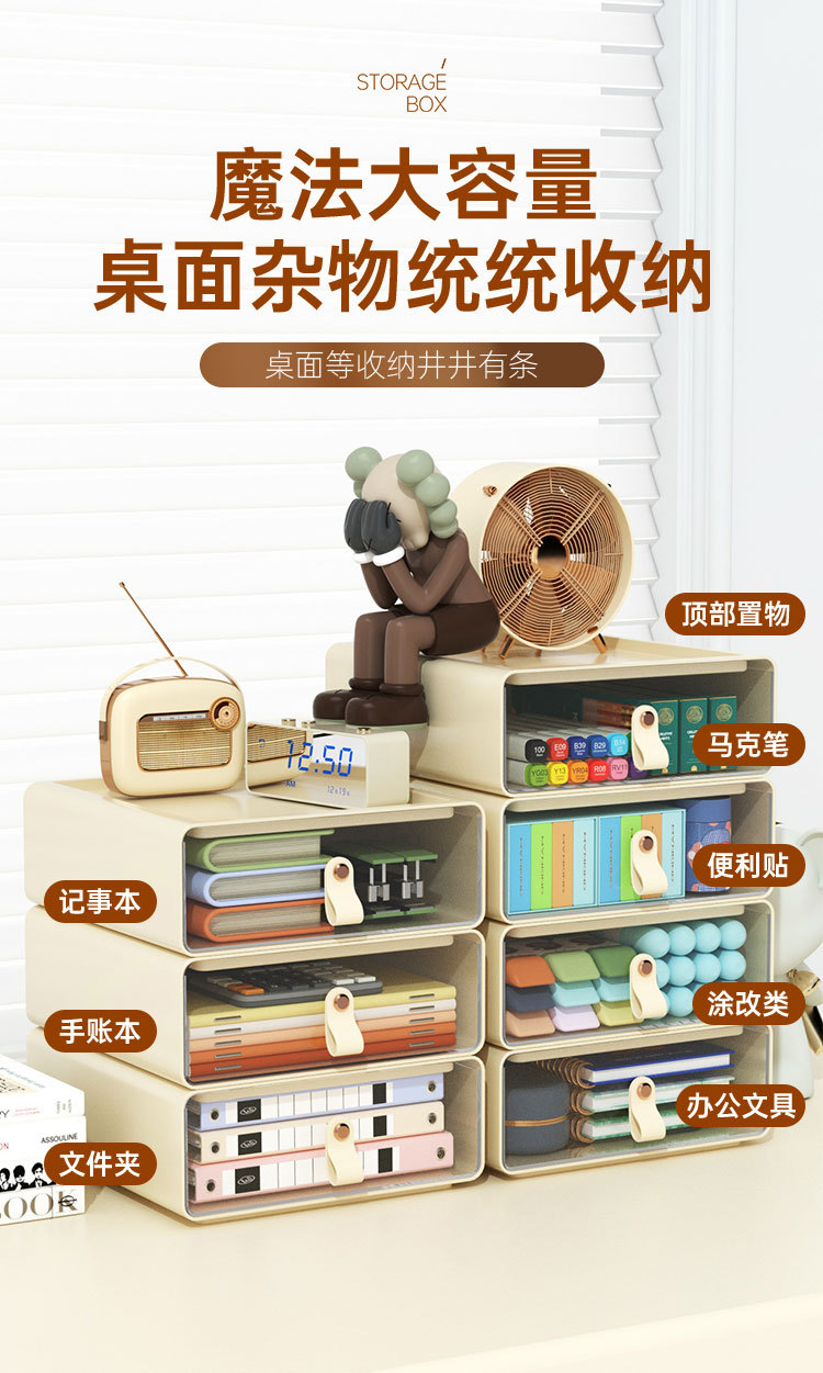 收纳盒抽屉款多层学生桌面整理盒大容量创意文具多功能办公室详情1