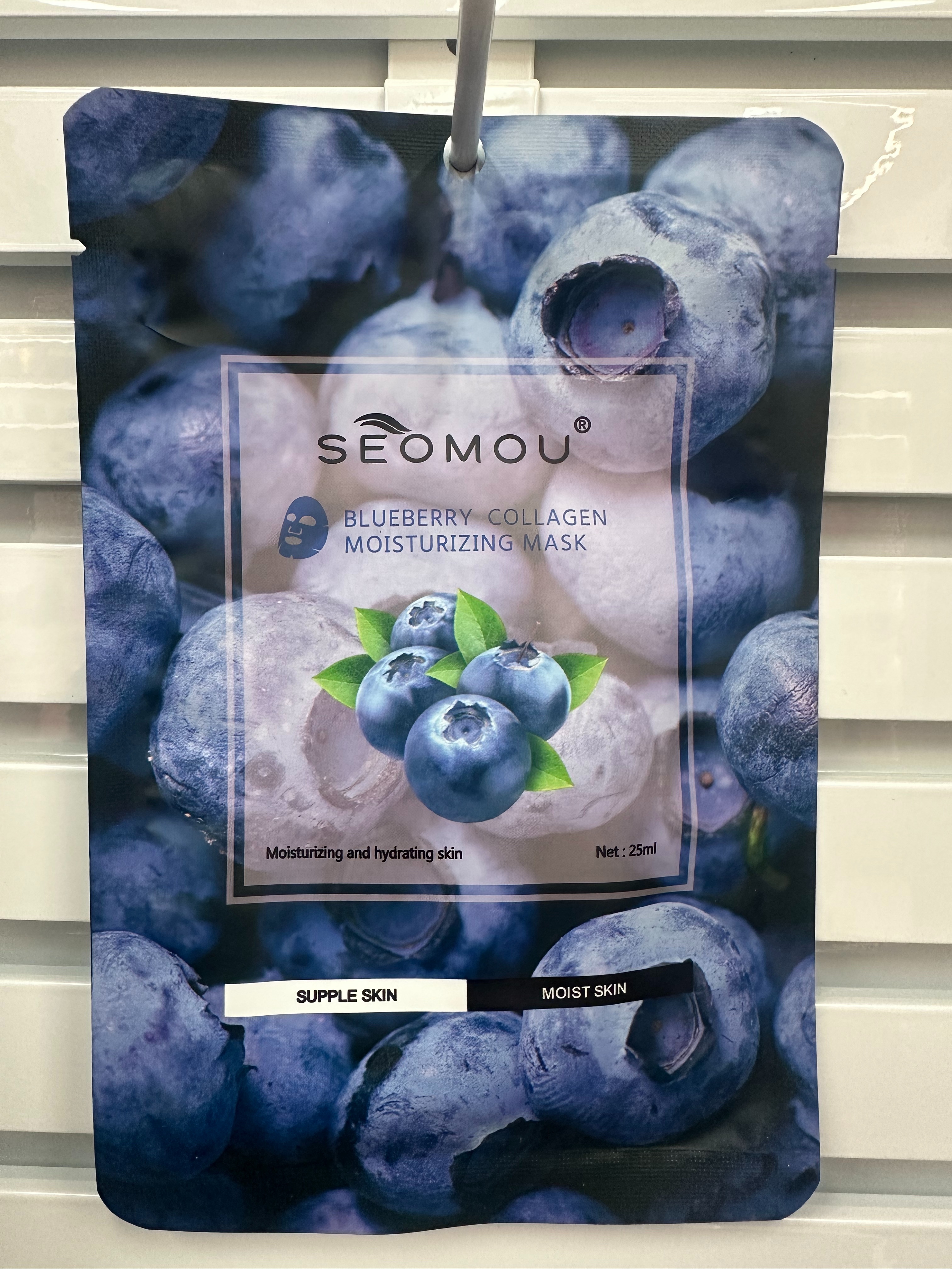 外贸跨境优品SEOMOU施逅蓝莓胶原蛋白水润面膜片装（英文版）31g面膜批发