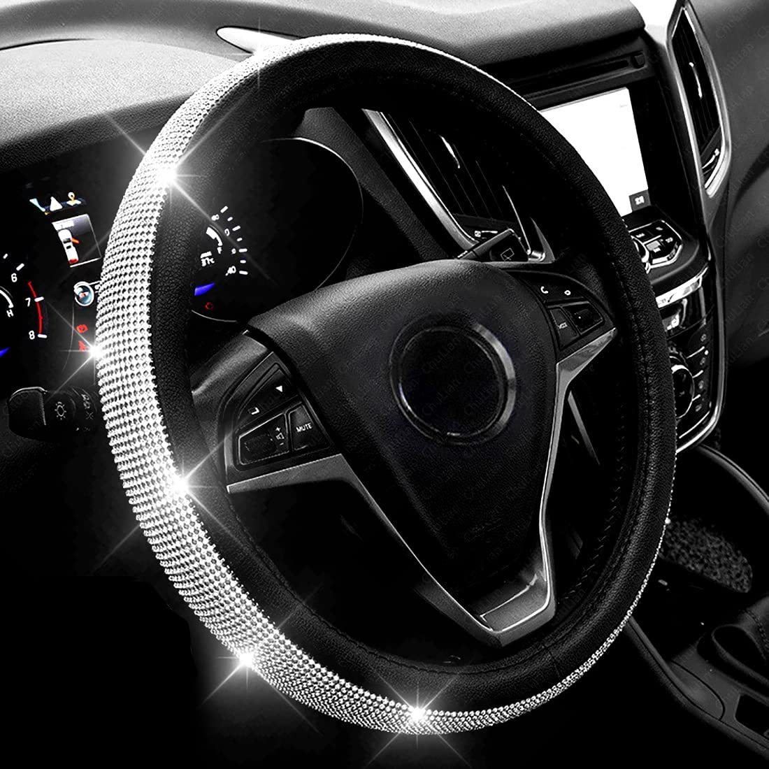 Women's best-selling car steering wheel covers, anti-slip car handlebar covers, universal diamond-encrusted car handlebar covers details Picture