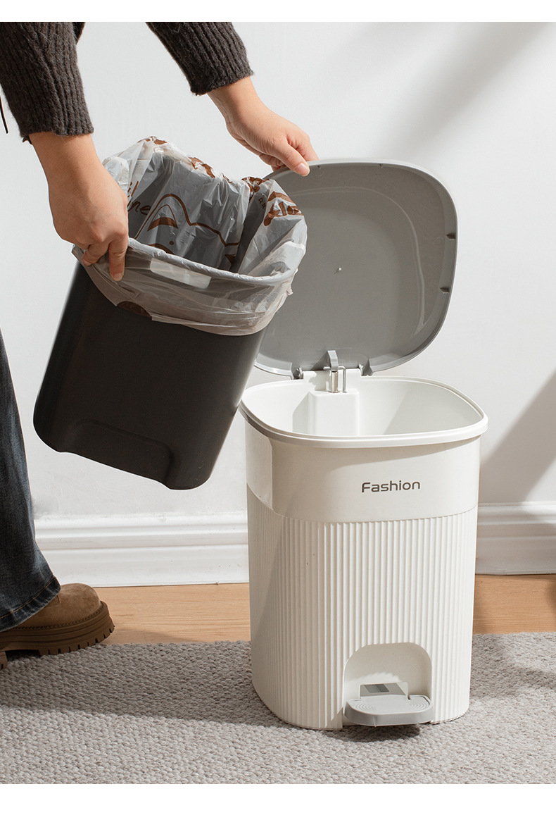 批发客厅果皮垃圾桶脚踩手按垃圾收纳桶厨房垃圾桶简约塑料垃圾桶详情12