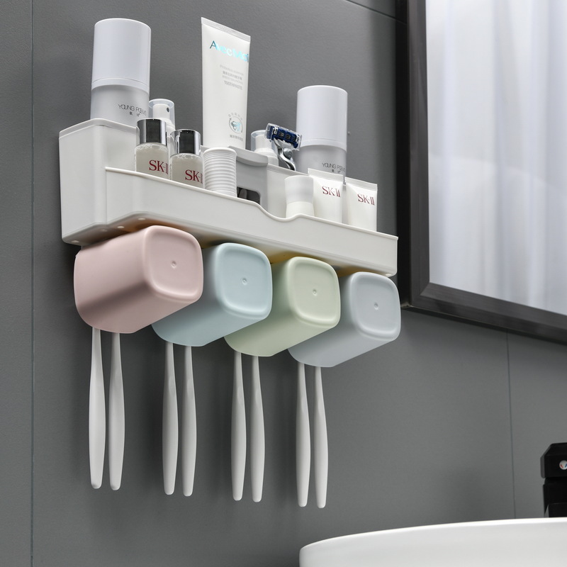 Toothbrush rack, toothbrush holder, mouthwash cup, bathroom storage rack, no need for drilling, bathroom toiletry set, automatic toothpaste squeezing Specification image