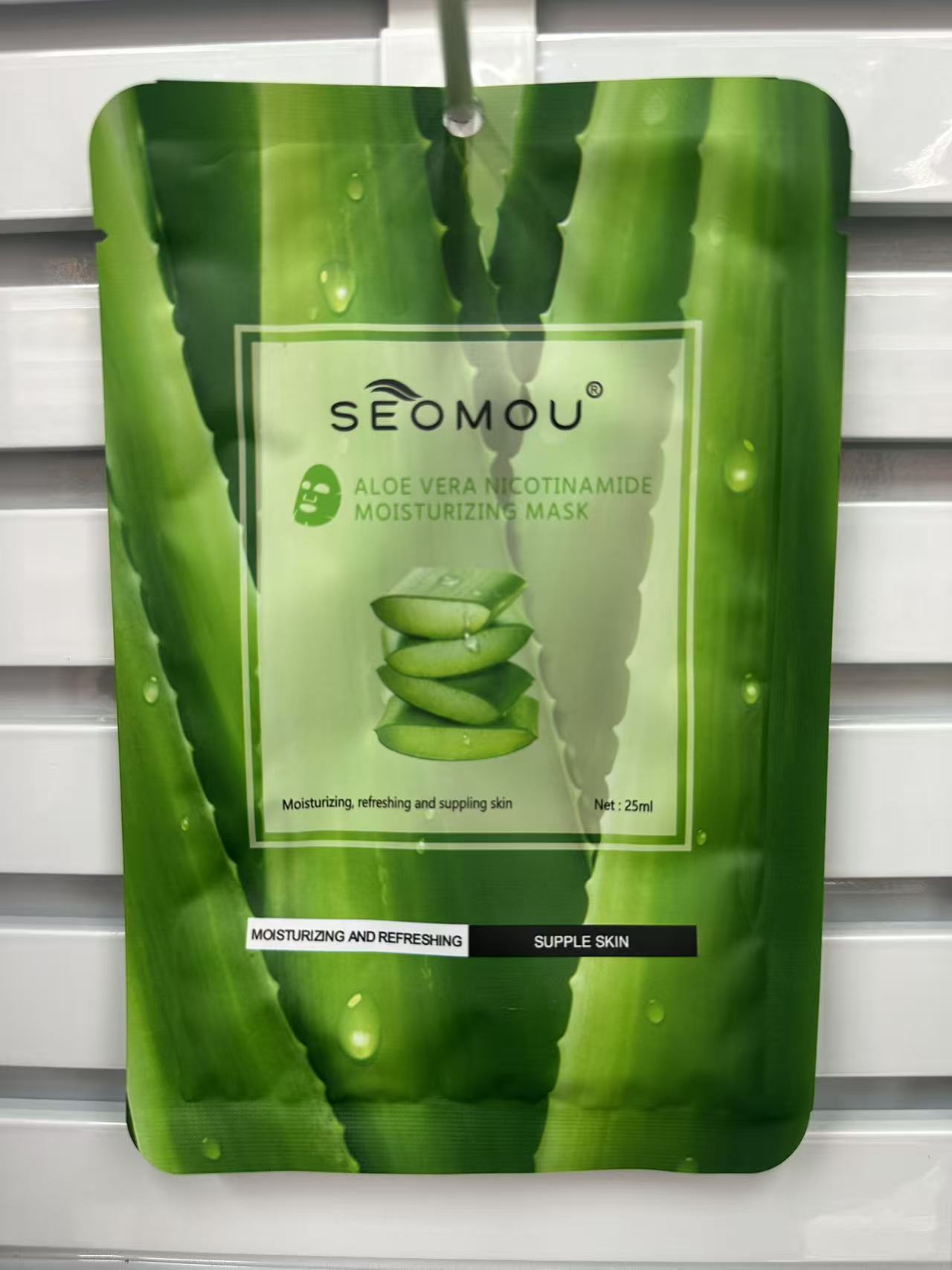 外贸跨境优品SEOMOU施逅芦荟烟酰胺水润面膜片装（英文版）31g面膜批发