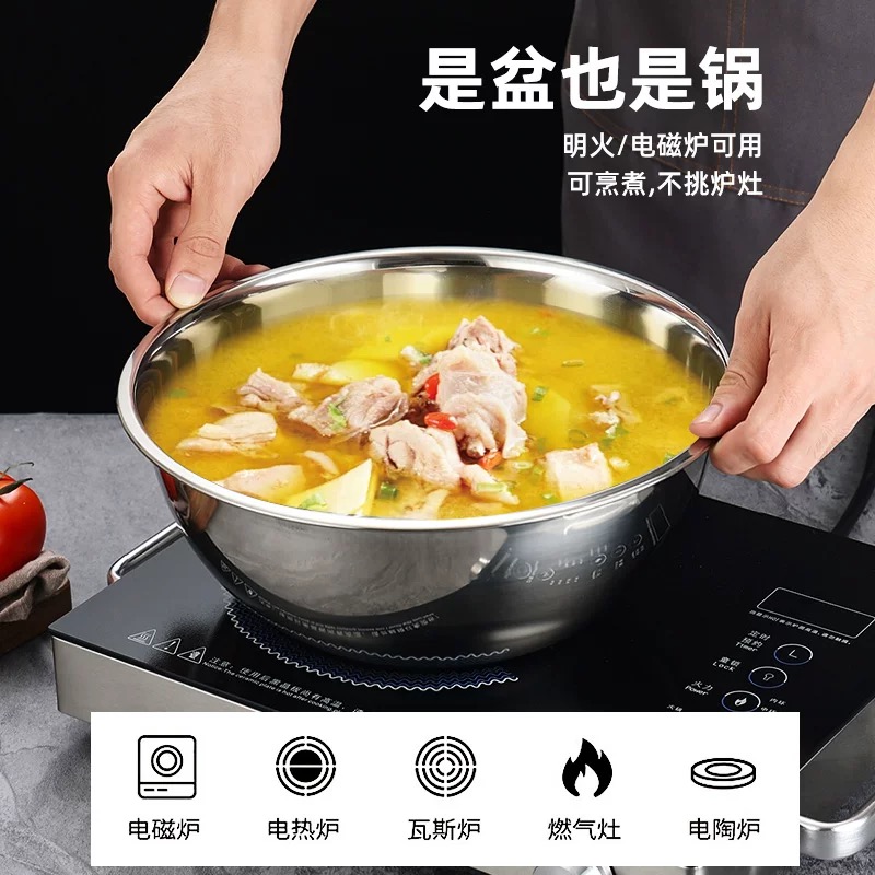 食品级不锈钢物斗烘焙搅拌打蛋盆凉拌调料调味缸和面揉面汤盆产品图