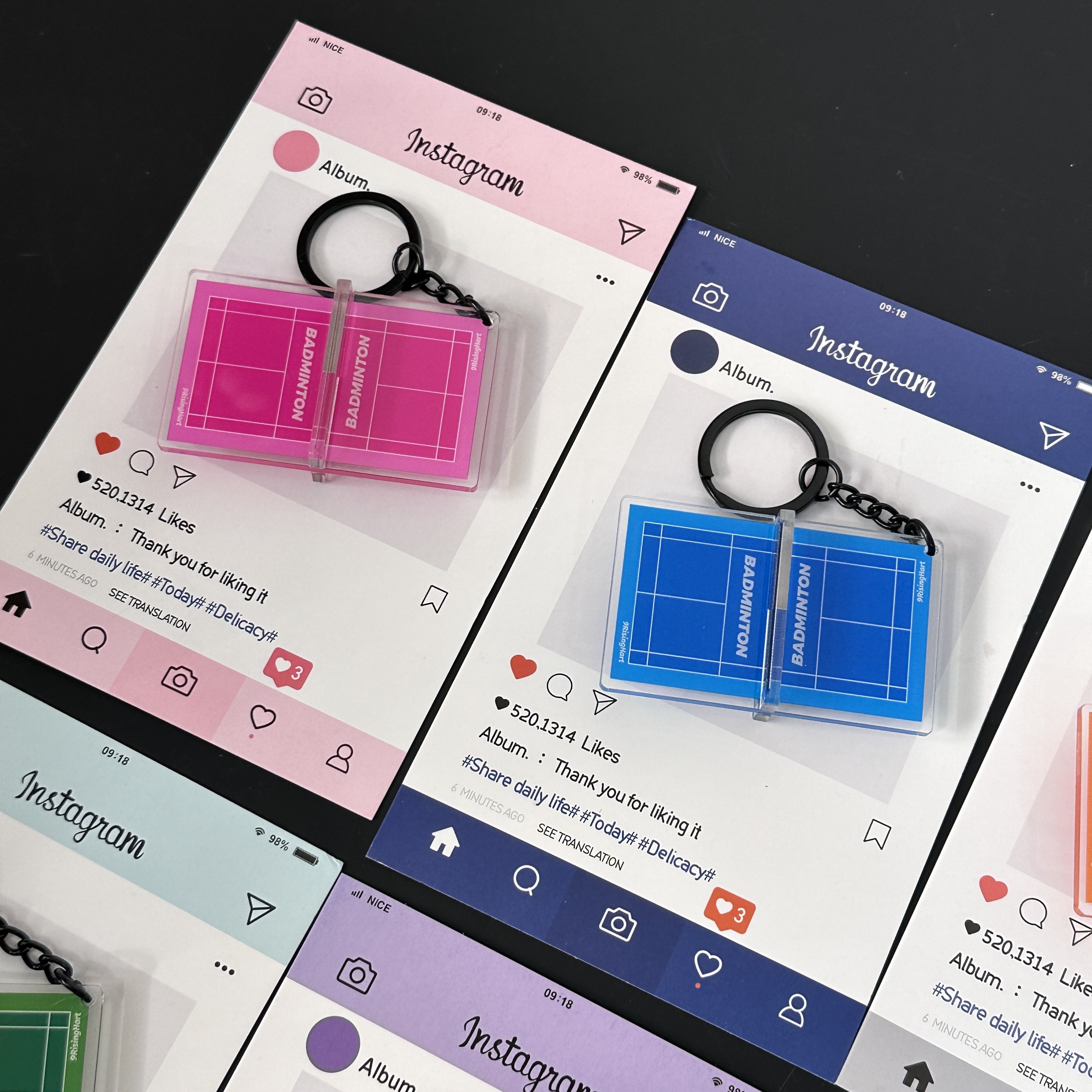 新款跨境立体羽毛球场文创礼品挂饰钥匙扣亚克力包包挂件运动饰品详情7