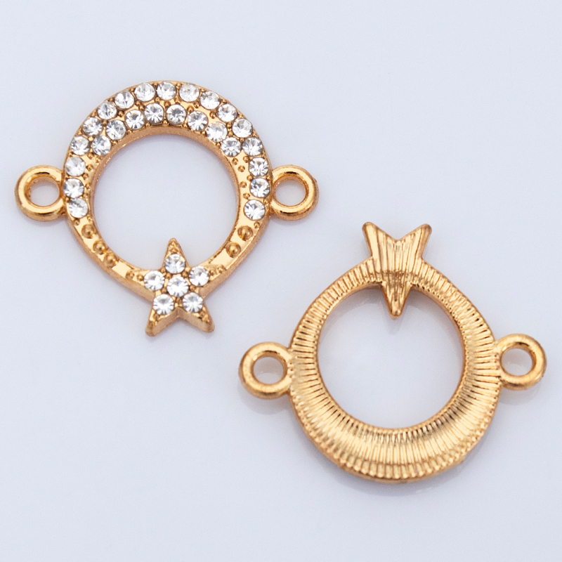 Wholesale of new diy creative jewelry accessories, double-hanging hollowed-out star and moon dot diamond necklaces, bracelets, pendants and pendants Item Picture